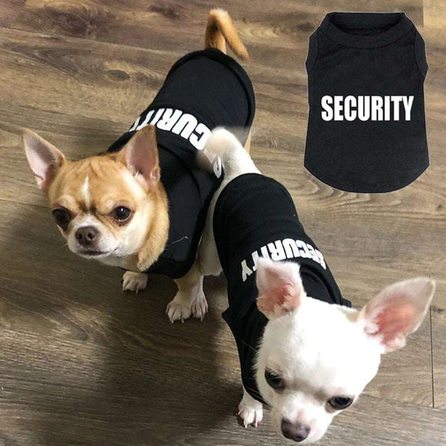 Security Clothing for Dogs Summer Vest for Small Dogs - Chihuahuas in black security vests, breathable polyester, perfect for summer.