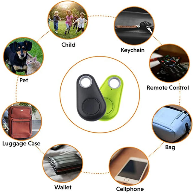 Mini Pet Smart GPS Tracker with Bluetooth for pets, children, and valuables, featuring real-time tracking and anti-lost functionality.
