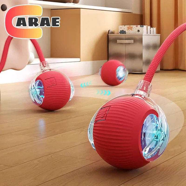 Cat Interactive Ball Toy, automatic rolling with tail, rechargeable, eco-friendly, red, smart obstacle avoidance, pet entertainment.