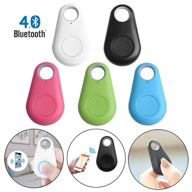 Pet Smart GPS Tracker Mini Anti-Lost Bluetooth Locator in various colors with Bluetooth 4.0 connectivity.