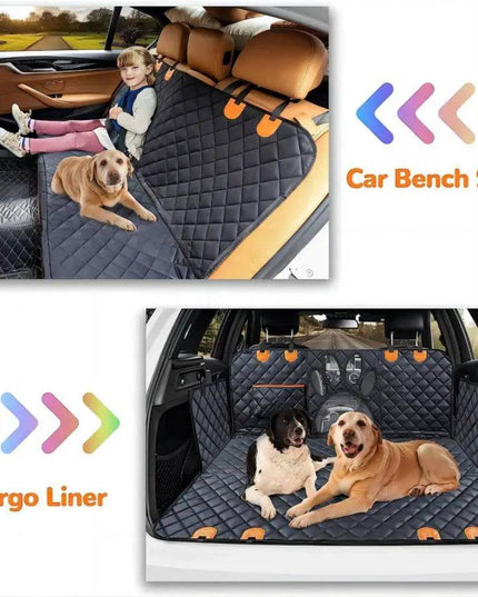 Dog Car Seat Cover for Back Seat, 100% Waterproof Dog Car Hammock with Visual Mesh Window and Side Zipper Car Seat & Door Protec