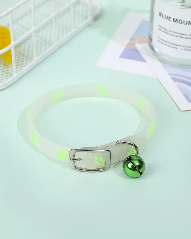 Luminous Cat Necklace with glowing silicone ring and small bell.