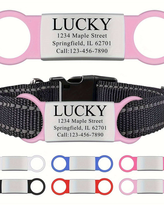 Customized stainless steel engraved nameplate for pets, featuring durable and lightweight design for collars, ensuring easy identification and safety.
